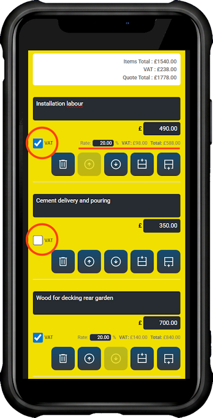 Choose when to show vat and when not to show vat on quotes.